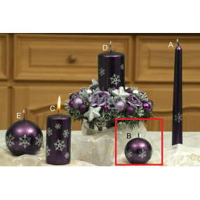 Lima Snowflake candle lilac ball 60 mm 1 piece