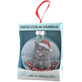 Albi Glass Christmas ornament with animals - British cat 7.5 cm x 8 cm x 3.6 cm