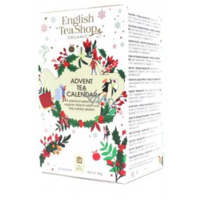 English Tea Shop Bio Advent calendar white 24 pieces of biodegradable tea pyramids, 13 flavors, 36 g, gift set