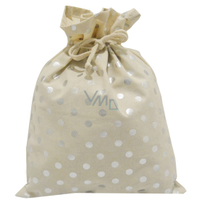 Fabric bag with silver circles 27 x 36 cm