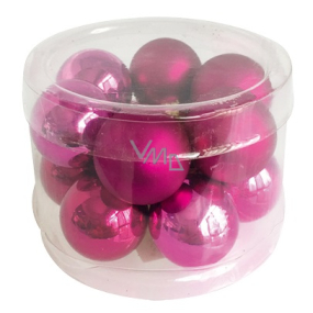 Glass flasks dark pink set 2 cm, 12 pieces
