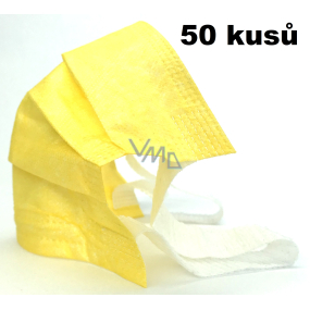Veil 3 layers protective medical non-woven disposable, low breathing resistance 50 pieces yellow 99% with wide rubber bands