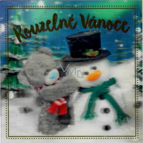 Me to You Envelope greeting card 3D Magic Christmas Teddy bear with snowman 15.5 x 15.5 cm