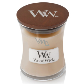 WoodWick White Honey - White honey scented candle with wooden wick and glass lid small 85 g