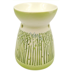 Porcelain aroma lamp with green decor 11 cm