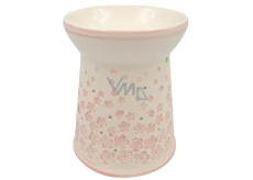 Porcelain aroma lamp with pink flowers 13.5 cm