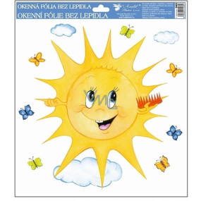 Window film without adhesive hand painted sunshine with comb 30 x 30 cm