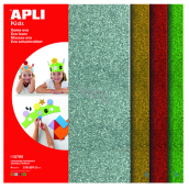 Apli Foam Sheet with Glitter (blue, gold, red, green) 210 x 297 x 2 mm A4 4 sheets