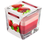 Bispol Strawberry - Strawberry tricolor scented candle glass, burning time 32 hours 170 g