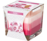 Bispol Rose - Rose tricolor scented candle glass, burning time 32 hours 170 g