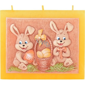 Candles Hares with a basket scented flat candle with 3 wicks 130 x 100 mm