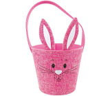 Textile basket bunny with pink ears 15 x 12 cm
