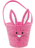 Basket textile bunny with ears pink 15 x 12 cm