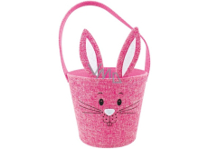 Basket textile bunny with ears pink 15 x 12 cm