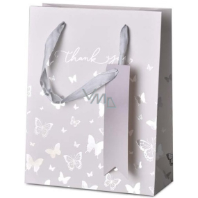 Emocio Gift paper bag 18 x 23 x 8 cm White with silver bow ties
