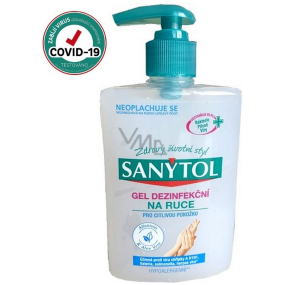 Sanytol Sensitive disinfectant hand gel, moisturizing, kills viruses and bacteria 250 ml (AH1N1)