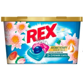 Rex 3 + 1 Power Caps Aromatherapy Lotus & Almond Oil washing capsules for white and colored laundry 14 doses 182 g