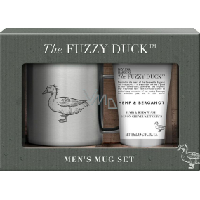 Baylis & Harding The Fuzzy Duck Men´s Hemp & Bergamot cleansing gel for body and hair 140 ml + steel mug, cosmetic set for men