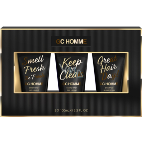 Grace Cole GC Homme cleansing gel for face 100 ml + shampoo 100 ml + body wash 100 ml, cosmetic set for men