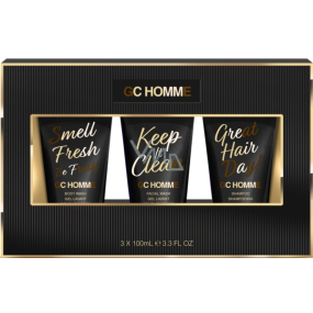 Grace Cole GC Homme skin cleansing gel 100 ml + shampoo 100 ml + cleansing gel 100 ml, cosmetic set for men
