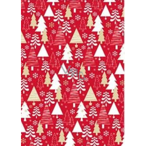 Ditipo Gift wrapping paper 70 x 200 cm Red white and gold trees