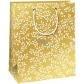 Ditipo Gift paper bag 18 x 10 x 22.7 cm Christmas gold - white twigs
