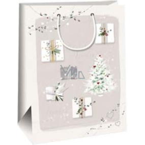 Ditipo Gift paper bag 27 x 12 x 37 cm Kraft Christmas white-gray - white gifts, tree
