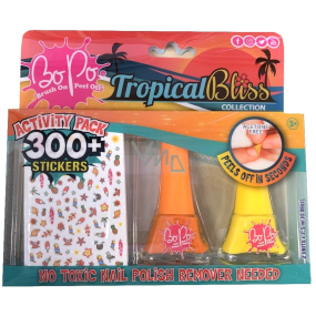 Bo-Po Tropical Bliss peeling nail polish yellow 2.5 ml + peeling nail polish orange 2.5 ml + nail stickers, cosmetic set for children