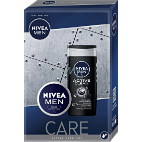 Nivea Men Care Active Clean shower gel 250 ml + Men cream 75 ml, cosmetic set for men