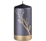 Emocio Candle Tree with Leaves Metal Matte Black-Gold 75 x 140 mm