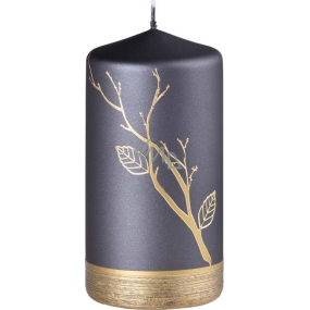 Emocio Candle Tree with Leaves Metal Matte Black-Gold 75 x 140 mm