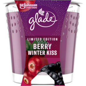 Glade Berry Winter Kiss with the scent of blackberries and cranberries scented candle in a glass, burning time up to 38 hours 129 g