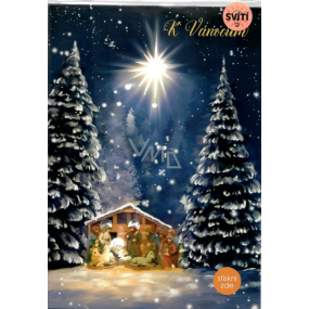 Albi Glowing greeting card in the envelope For Christmas Nativity scene in the landscape 14.8 x 21 cm