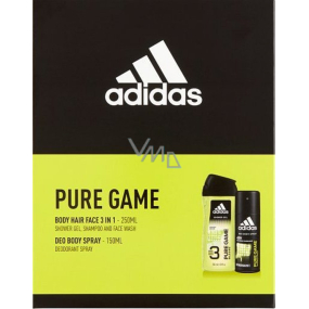 Adidas Pure Game 3 in 1 shower gel 250 ml + deodorant spray 150 ml, cosmetic set for men