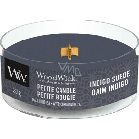 WoodWick Indigo Suede - Blue Suede scented candle with wooden wick petite 31 g