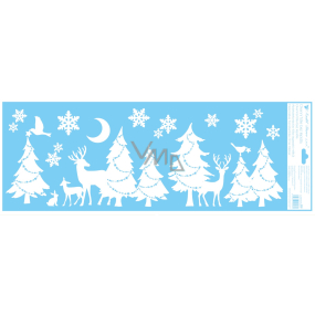 Window film without adhesive with glitter Stripes with trees and deer 60 x 21 cm