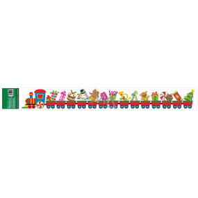 Window film without adhesive with glitter stripe with children's motifs train with gifts 59 x 7 cm