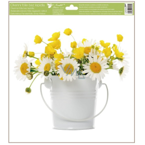Window film without glue flowers yellow in a pot 30 x 33,5 cm