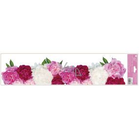Window film without glue stripes flowers pink and white 64 x 15 cm