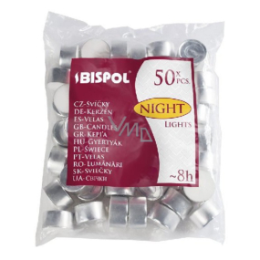 Bispol Tea lights white, burning time 8 hours 50 pieces in bag