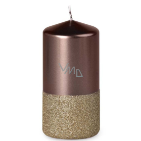 Emocio Perla with glitter candle two-tone brown cylinder 60 x 120 mm