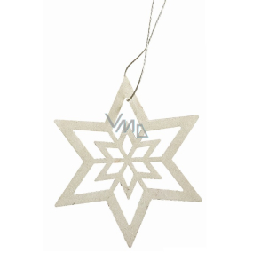 Wooden star for hanging white 10 cm