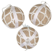 Jute flasks with white decoration 8 cm 3 pieces