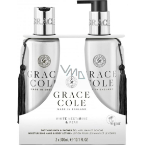 Grace Cole White Nectarine & Pear - Nectarine and Pear shower gel 300 ml + moisturizing body lotion 300 ml, cosmetic set for women