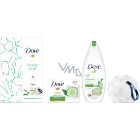 Dove Beauty For All Fresh Refreshing shower gel 250 ml + Go Fresh toilet soap 100 g + washing sponge, cosmetic set for women