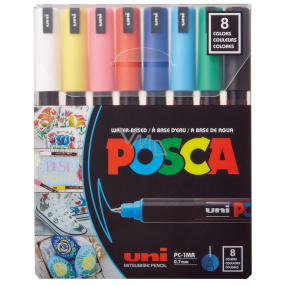Posca Universal set of acrylic markers 0,7 - 1 mm Basic colours 8 pieces PC-1MR