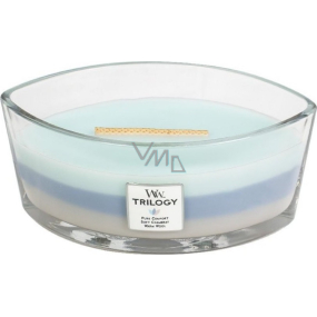 WoodWick Trilogy Woven Comforts - Warm comfort scented candle with wooden wide wick and lid glass boat 453 g