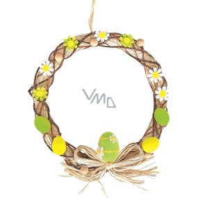 Easter wreath yellow-green with green egg 30 cm