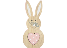 Wooden rabbit with pink heart 16 cm