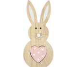 Wooden rabbit with pink heart 16 cm